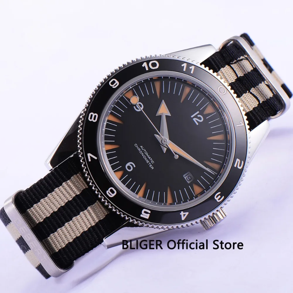 

Fashion 41mm Black Sterile Dial Black Ceramic Bezel Luminous Marks Sapphire Crystal Japan Automatic Movement Men's Watch