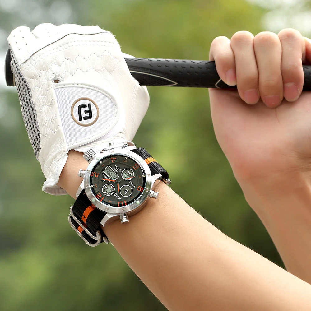 Reloj Hombre GOLDENHOUR спортивные холщовые ремни Автоматические Мужские часы с цифровым