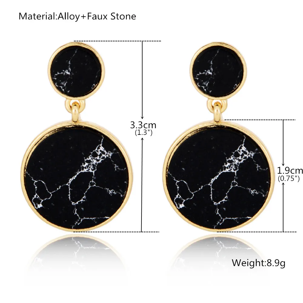 Mestilo простой Для женщин уха ювелирных изделий Черный Мраморный Камень Висячие