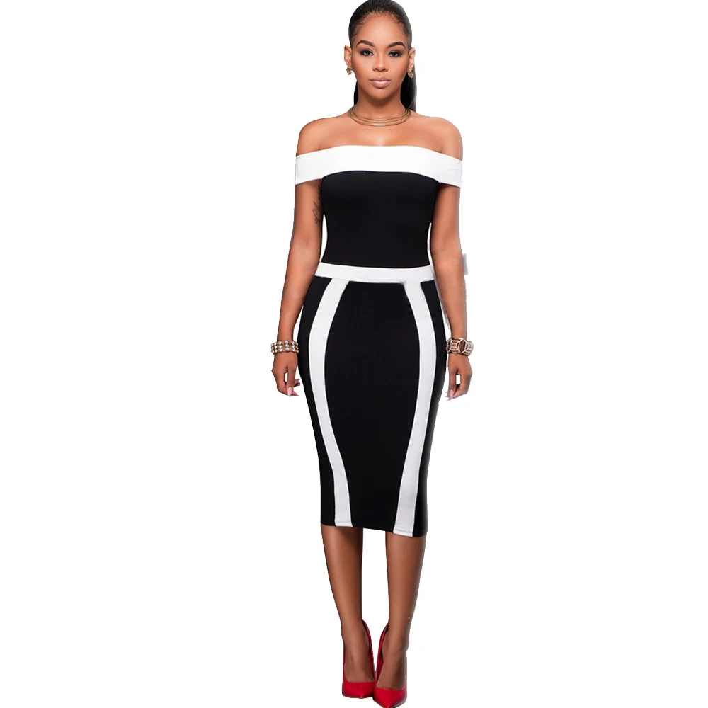 SARETOMIAS Горячие продажа Лето Dress Женщины С плеча Slash шея Sexy Карандаш женские платья |