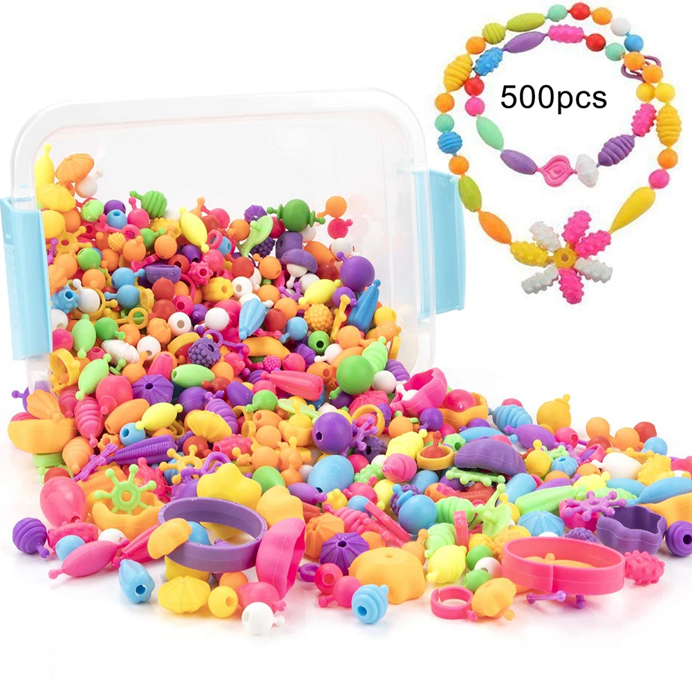 Random Style 500 шт поп оснастки бусины набор многоразовые DIY ожерелье браслет кольцо Малыш Детские игрушки - Цвет: Random Style