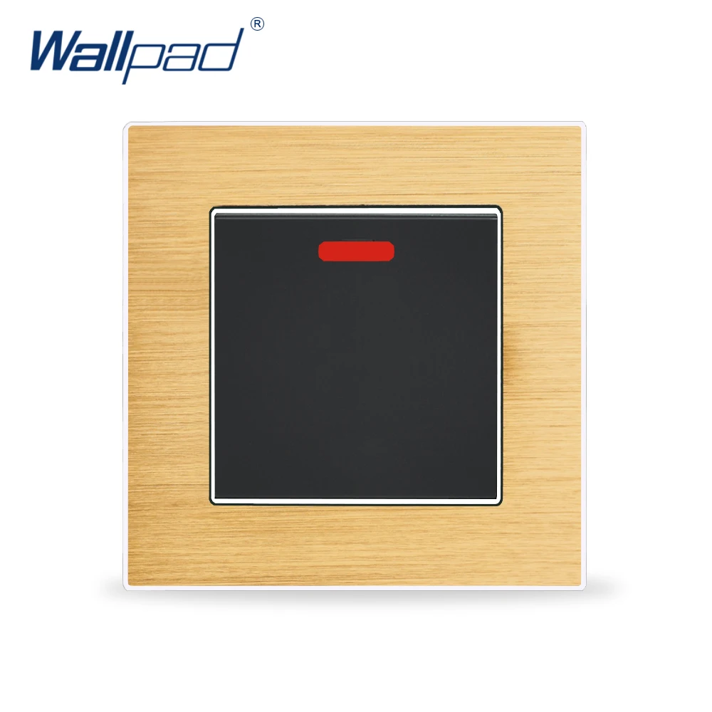 Gold Новое поступление 45A переключатель для плиты Wallpad роскошный настенный выключатель света гладкая металлическая панель кулисный переключатель прерыватель - Цвет: Gold