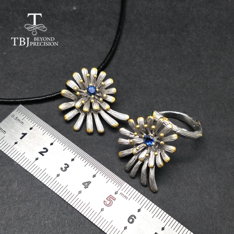 TBJ элегантный цветочный дизайн комплект ювелирных изделий с натуральным