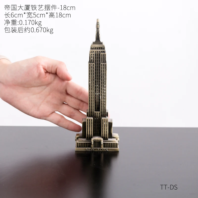 Mini Metal Iron Paris Tower Statue of Liberty Big Ben Models Home Decoration Crafts Building Cafe Living Room Office Figurine - Цвет: Empire building