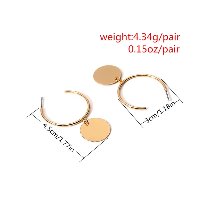 Новый дизайн минимализм медь золото серебристый цвет открыт C серьги в форме