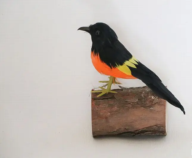 

simulation black&orange bird model polyethylene&feathers cute bird handicraft gift about 13cm s2969