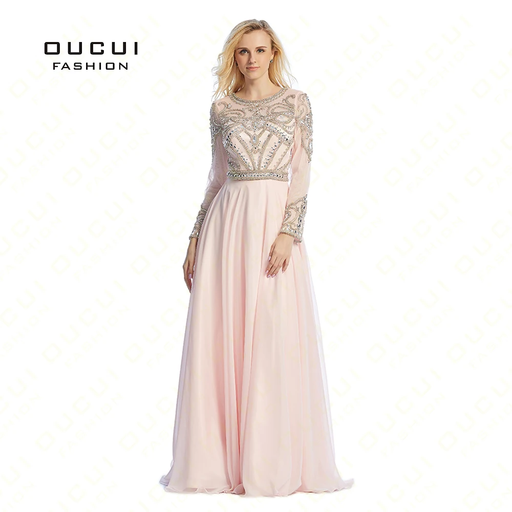 Женское вечернее платье с длинным рукавом прозрачное длинное для выпускного