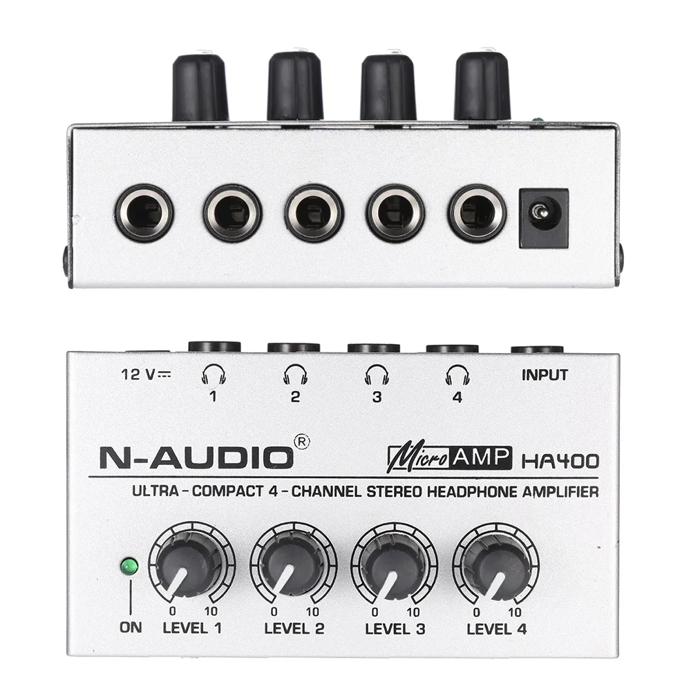 HA400 Ultra-compact 4 Channels Mini Audio Stereo Headphone Amplifier with Power Adapter | Электроника