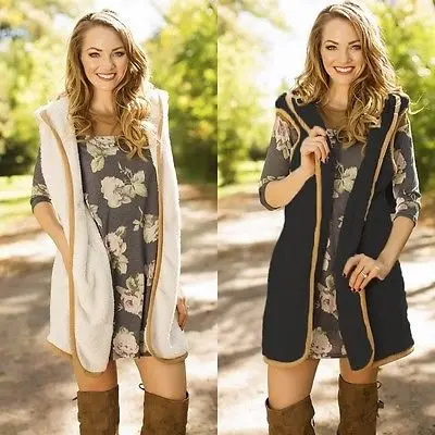 Модный шерстяной жилет мягкий осенний женский с капюшоном кардиган без рукавов