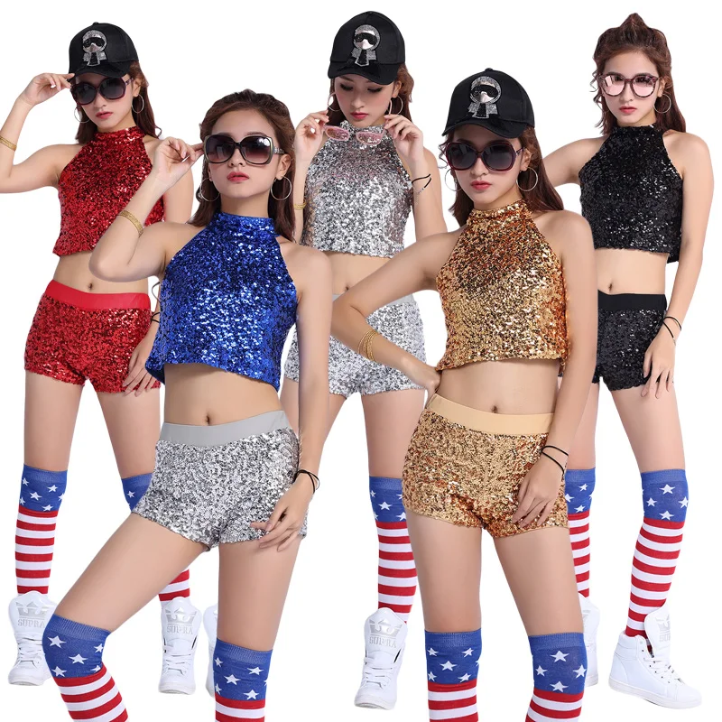 Хип хоп женский укороченный топ блестки в виде пайеток Топ