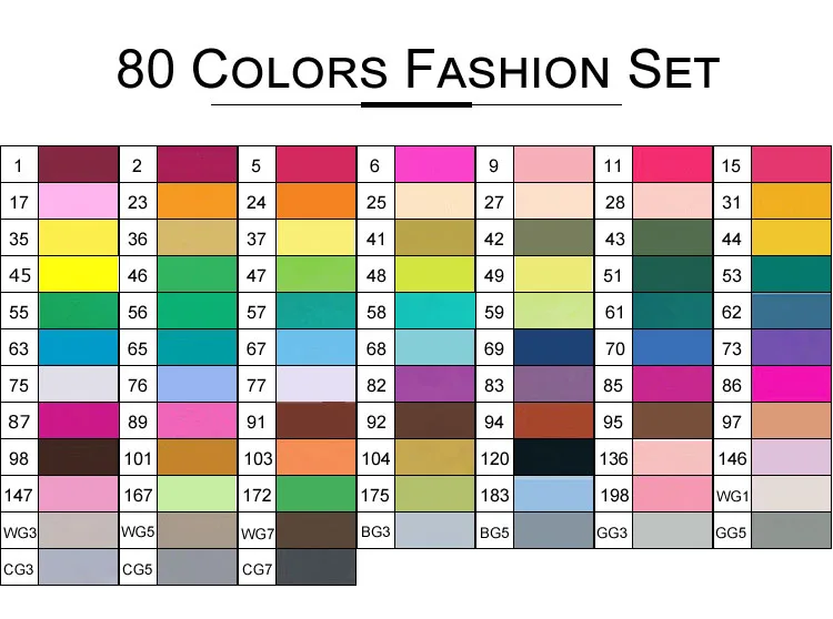 80Color Fashion Set Маркер TouchFIVE 30/40/60/80/168 цветов маркеры для рисования набор двойной головкой художественный эскиз жирной ручка манга ручка Набор для рисования - Цвет: 80Color Fashion Set