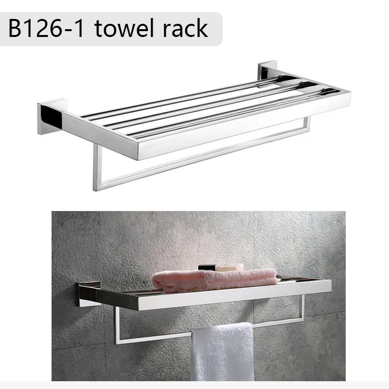 Towel rack Набор из нержавеющей стали для ванной комнаты, зеркальный хромированный полированный держатель для полотенец, держатель для туалетной бумаги, крючок для полотенец, аксессуары для ванной комнаты - Цвет: Towel rack