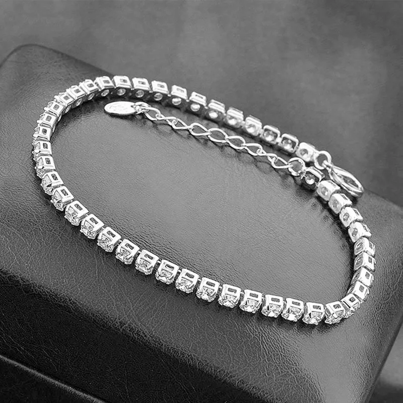 Women Tennis Bracelet Adjustable Gold Silver Rhinestone Crystal CZ Cubic Zirconia Bracelets for Women Wedding Hand Chain Jewelry