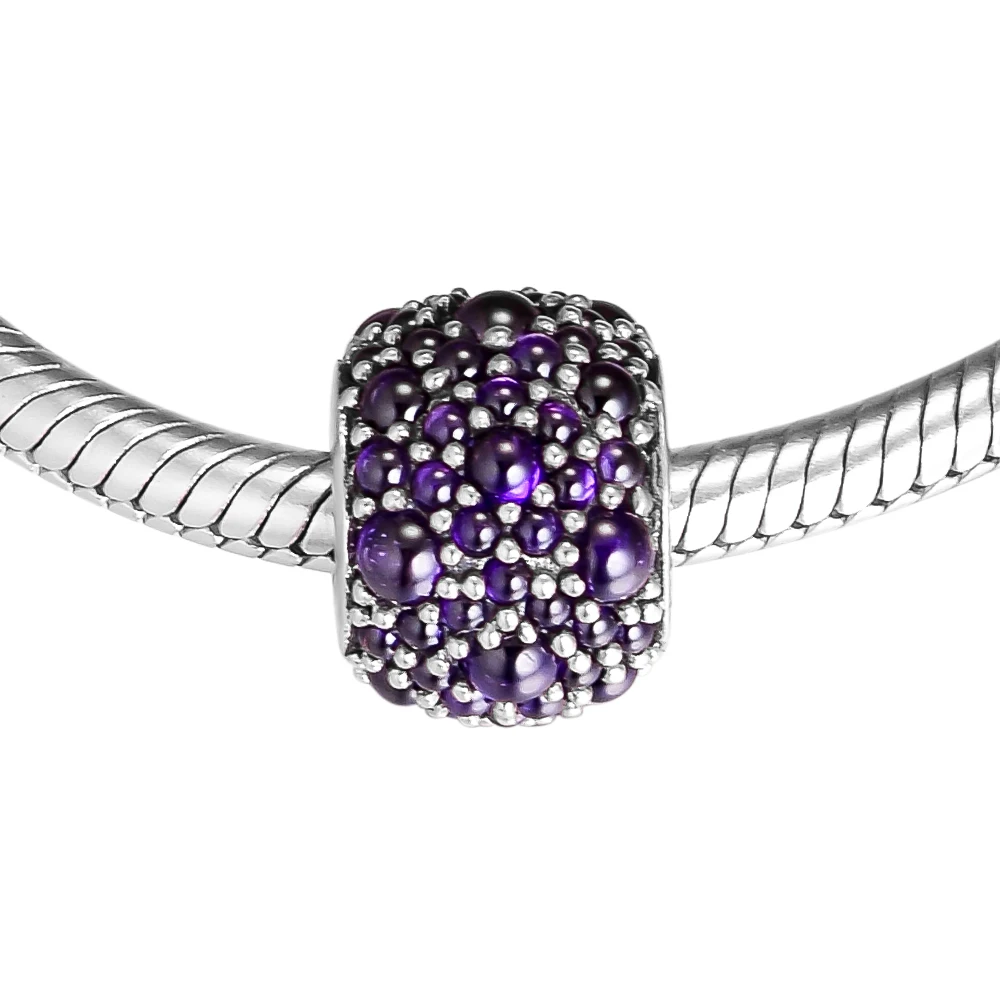 CKK Fit Pandora Браслеты фиолетовые мерцающие капли амулеты 925 оригинальные бусины из