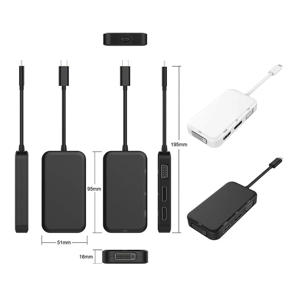 Amkle USB C 3 1 концентратор тип HDMI DP VGA DVI видео адаптер Thunderbolt ключ для Macbook Dell Xps|displayport