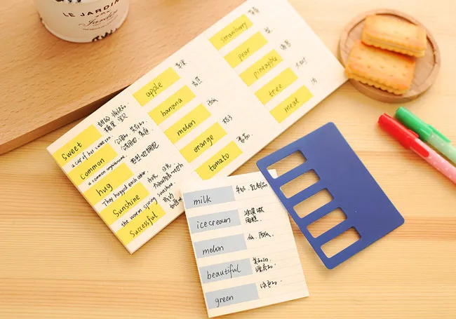 

5 pcs /lot South Korea creative stationery portable notepad cute students English words book with baffle school office supplies