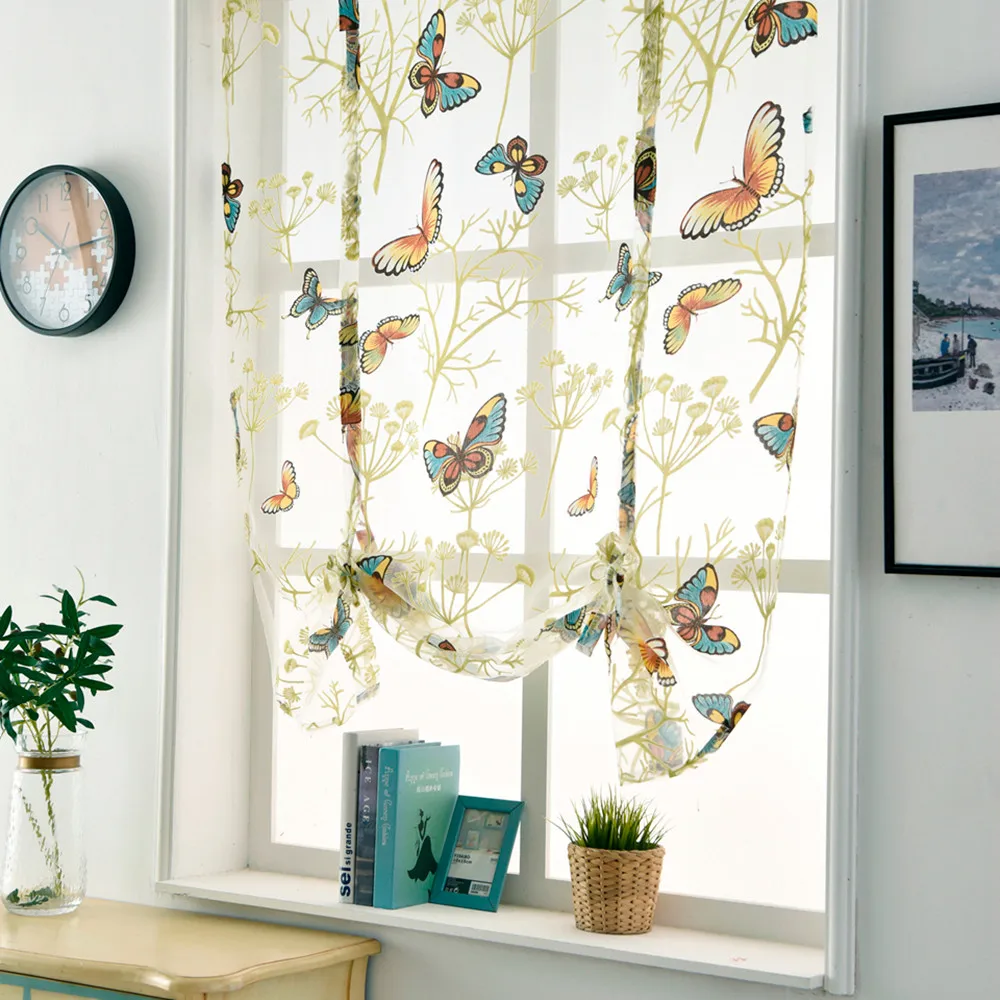 Прозрачная Вуаль Valances Ribbon Европейский Римский занавес новинка Бабочка Цветочный