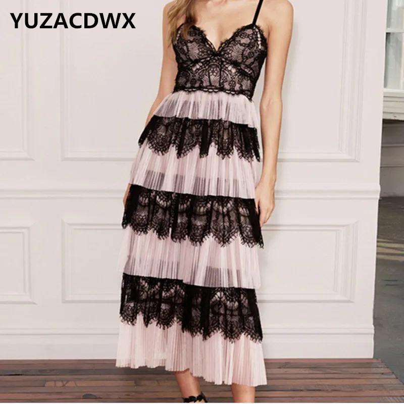 Vestidos mujer verano 2019 Новое модное элегантное сексуальное кружевное платье без рукавов