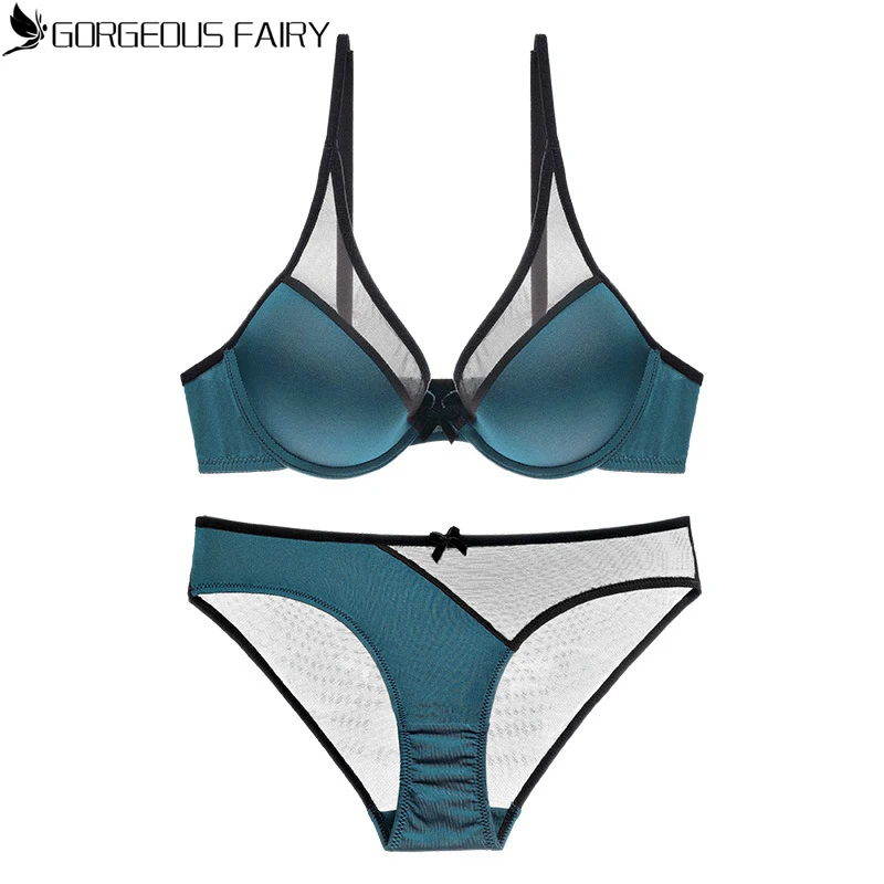 GORGEOUS FAIRLY 2017 New Sexy Women Gather Push Up Bra Deep V Underwire 3/4 Cup Brassiere Bow Solid Underwear | Женская одежда