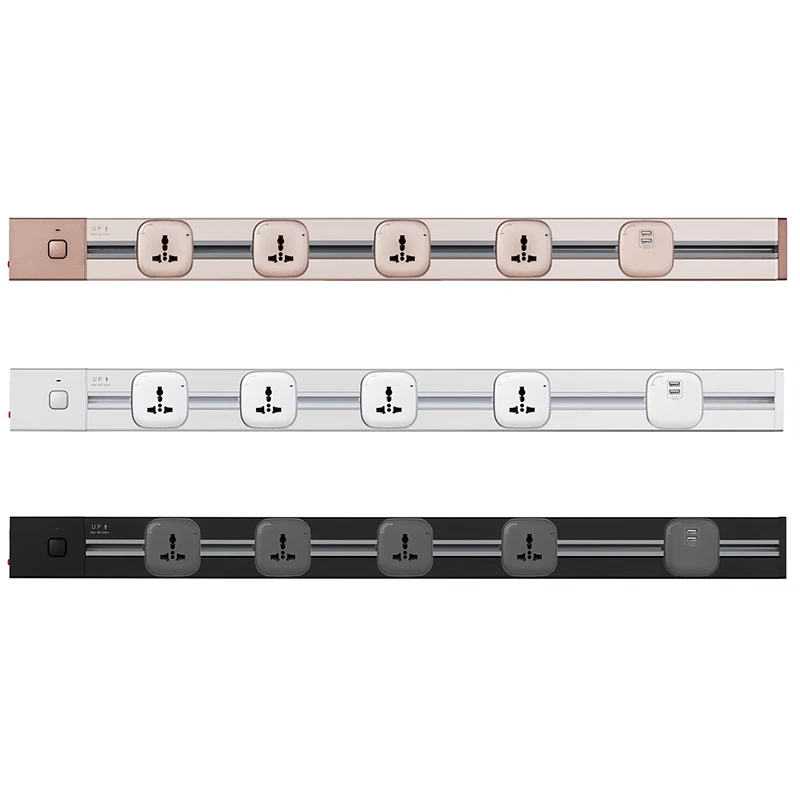 4 sockets 1 USB Заводская розетка из алюминиевого сплава 4000 Вт 100 см, электрическая розетка Tomada с 2 usb-портами, кухонная розетка для гостиной - Тип: 4 sockets 1 USB