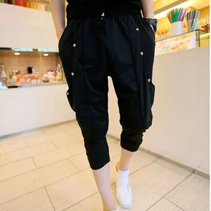 Idopy мужские шаровары до середины икры в Корейском стиле, панк, готика, свободные штаны с шипами