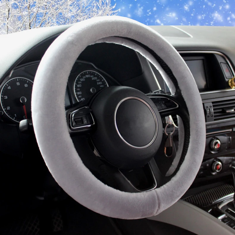 Плюшевые меховые универсальные чехлы рулевого колеса автомобиля теплая шерсть зимой авто Подогрев чехол для рулевого колеса для автомобилей Аксессуары для укладки