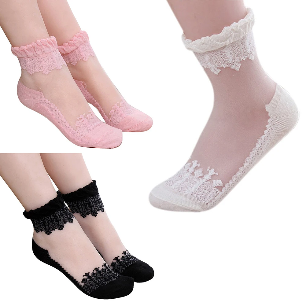 3 Color Ultra Thin Lace Transparent Ankle Sock Summer Breathable Gothic Women Elastic Short Socks Mujer Calcetines Hosiery | Женская