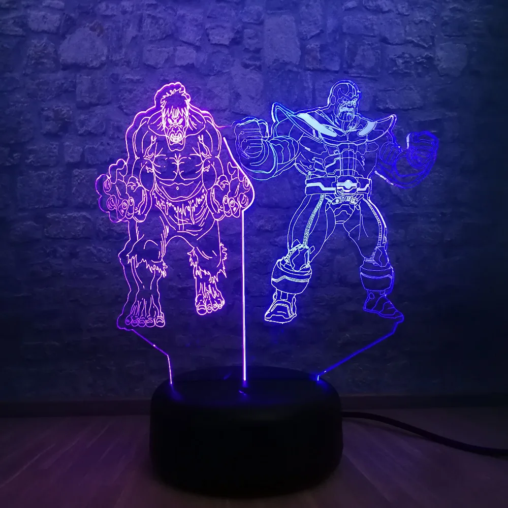 Marvel фигура Мстителей Халк танос 3D смешанные цвета luminaria USB зарядка лампа