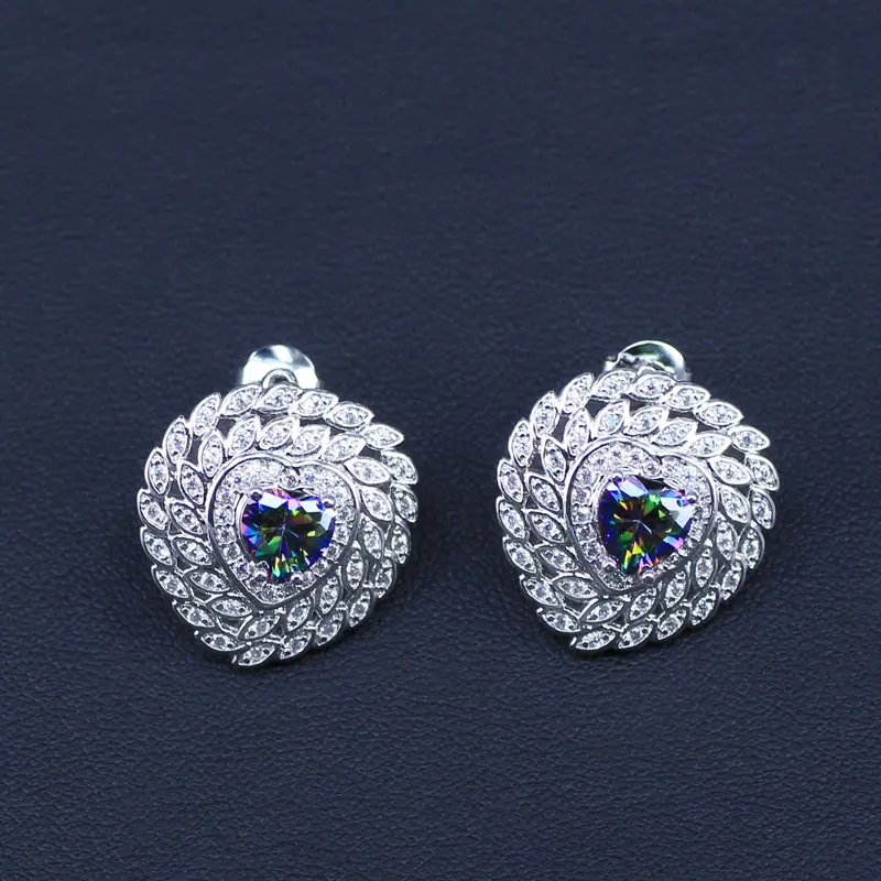 Женский ювелирный комплект из колье сердца и кольца|bridal jewelry|zirconia jewelryjewelry set 925 |