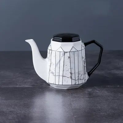 Kitchenware supplies ceramic marble spice jar sugar cans geometric pattern olive oil vinegar bottle kitchen cooking tools - Цвет: 1pcs-H