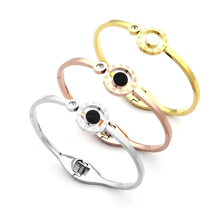 Браслеты для женщин ювелирные изделия титановая сталь римские цифры вращающиеся