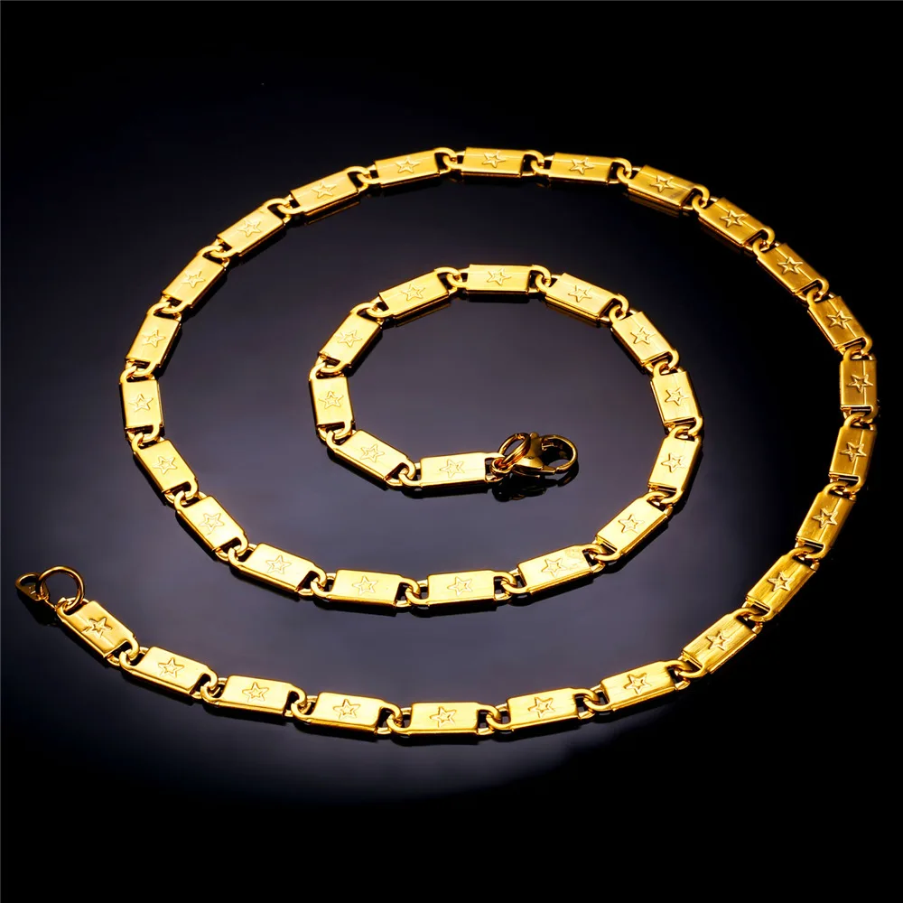 U7 Мужской Стальный Ожерелье Звезда Шаблон Звено Чокер Для Мужчин Ювелирные