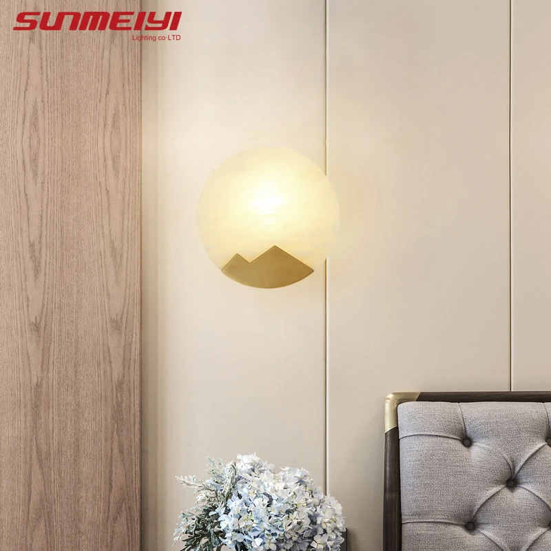 Современные светодиодные Настенные светильники из натурального мрамора медный