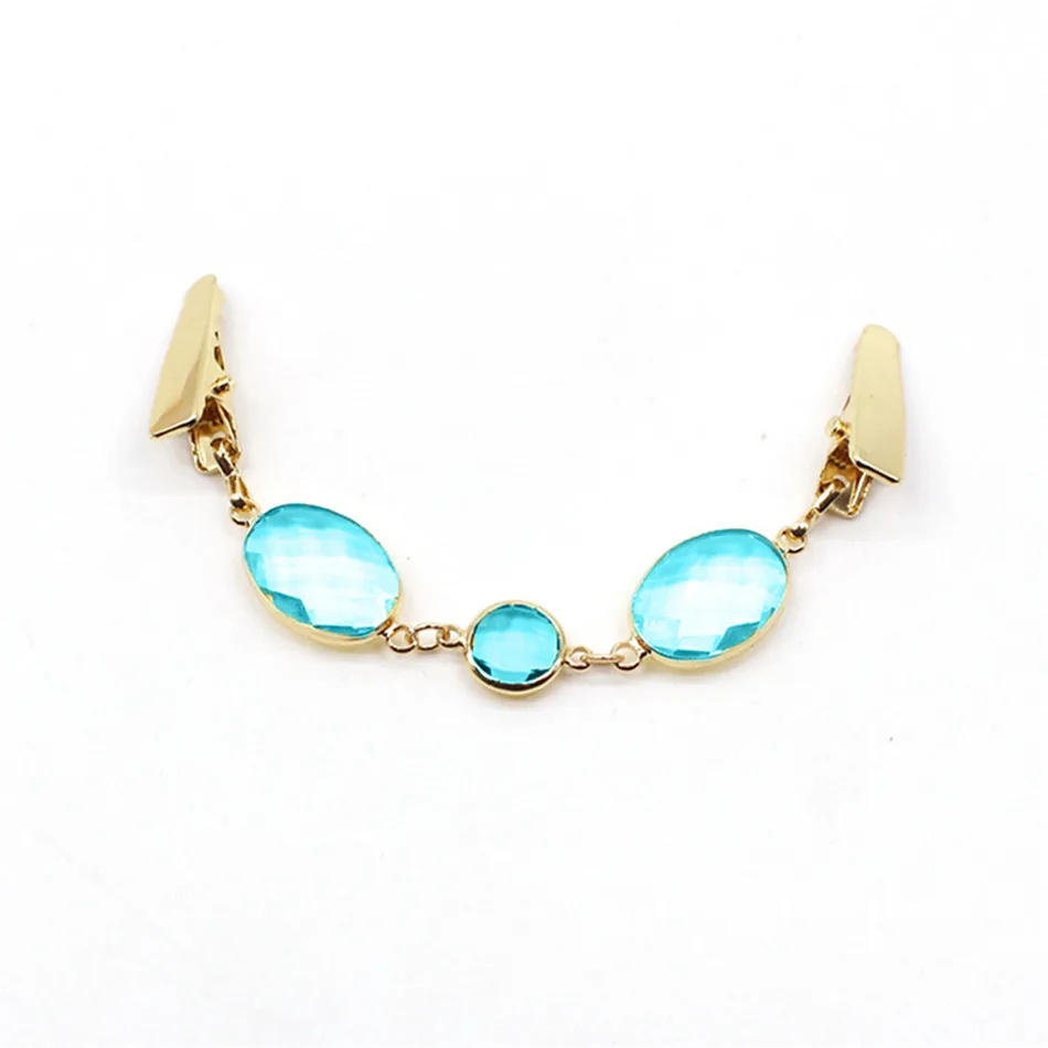Sea Blue PENGBIN Винтажный зажим для свитера элегантный Кристальный кардиган воротник зажим рубашки платья зажим для шали подарок для женщин девочек - Окраска металла: Sea Blue