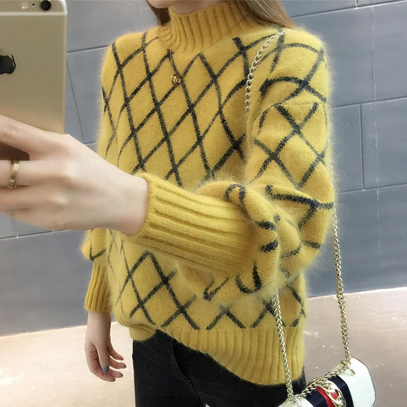Pull Femme Autumn Winter Women Cashmere Sweaters And Pullovers Striped Thick Knitting Sweater Female Loose Knit Jumpers | Женская одежда