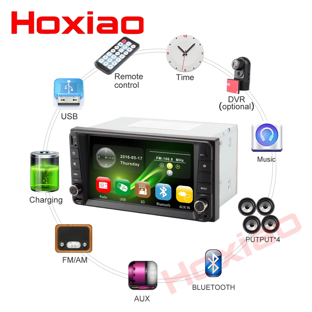 2din автомобильный MP5 без dvd плеера для Toyota 20*10 см Bluetooth 7 дюймов сенсорный экран SD FM MP4
