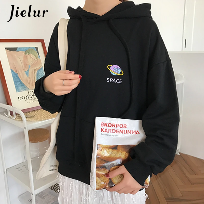 Jielur Kawaii мультфильм вышивка Kpop женские толстовки с капюшоном сезон осень весна
