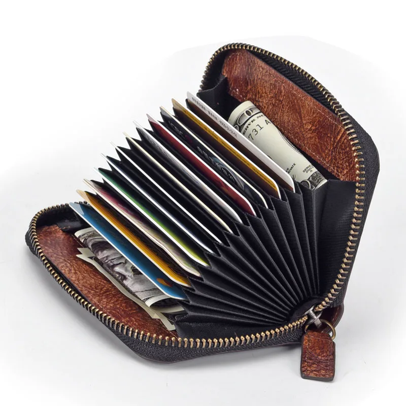 Вертикальный кошелек из натуральной воловьей кожи с отделением для кредитных