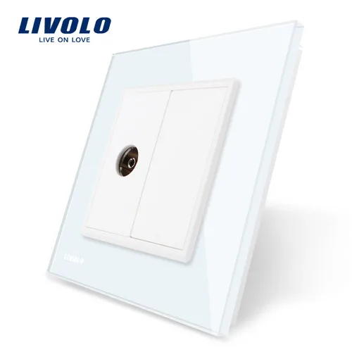 TV Socket no logo Livolo Роскошный настенный сенсорный выключатель, выключатель света, выключатель питания, Хрустальное стекло, розетка, многофункциональные розетки, свободный выбор - Цвет: TV Socket no logo
