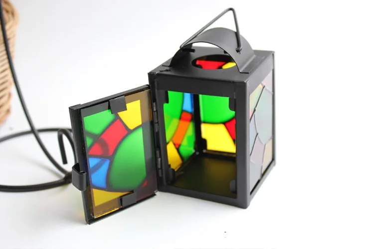 Stained Glass Wrought Iron Candle Holder Home Decor Wedding Gifts ZAKKA Lantern furnishing articles Holders | Дом и сад