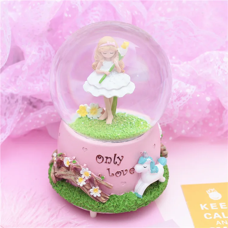 flower girl INS Единорог сушеные цветы музыкальная шкатулка милый дом гостиная украшение Романтический grilfriend подарок Сюрприз подарок для детей Новое поступление - Цвет: flower girl