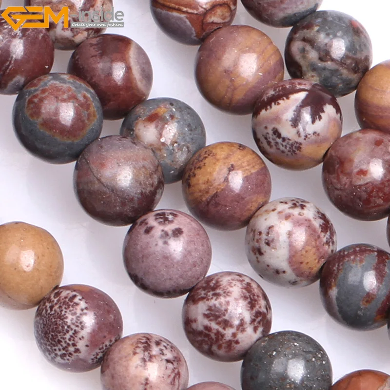 Gem-внутри 6-8 мм 15 ''естественный круглый коричневый Сонора Jasperss бусы для изготовления ювелирных изделий бисером DIY бусы Брелок Браслеты для Для женщин