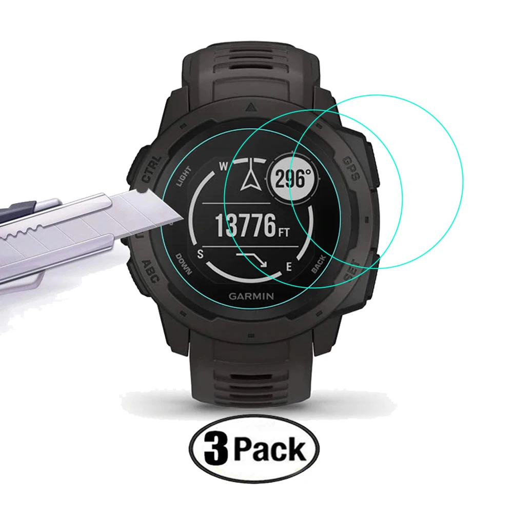 3 шт. Защитная пленка для Garmin Instinct закаленное стекло 9H 2.5D Премиум полная защитная