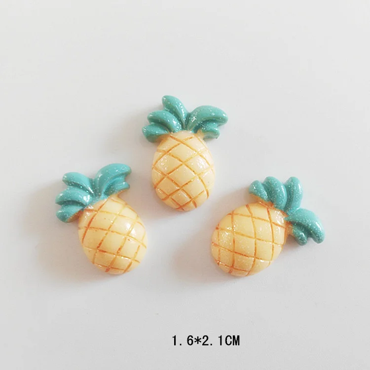 Yellow pineapple 10 шт. цветные фрукты плоские пластмассовые аксессуары DIY ювелирные изделия ожерелья для волос декоративный материал детское Искусство ремесло подарок ручной работы - Цвет: Yellow pineapple