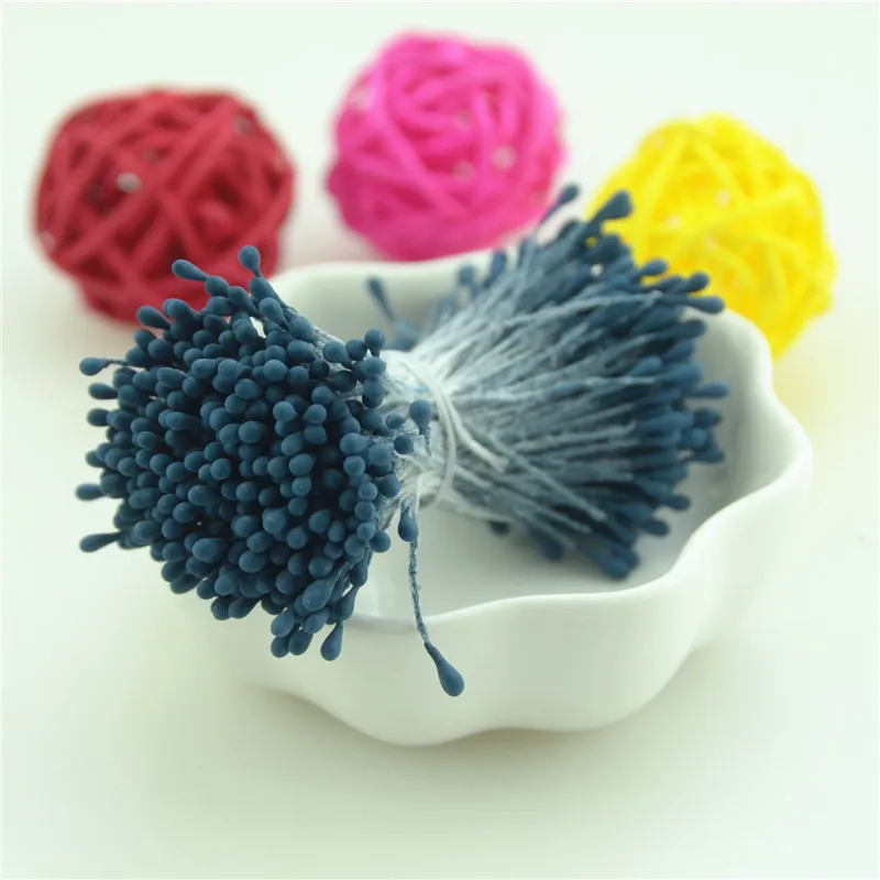 Deep blue 3900 шт 1,5 мм головки мини цветок Stamen Pistil Свадебные украшения Скрапбукинг DIY Искусственные открытки торты Цветы Аксессуары - Цвет: Deep blue