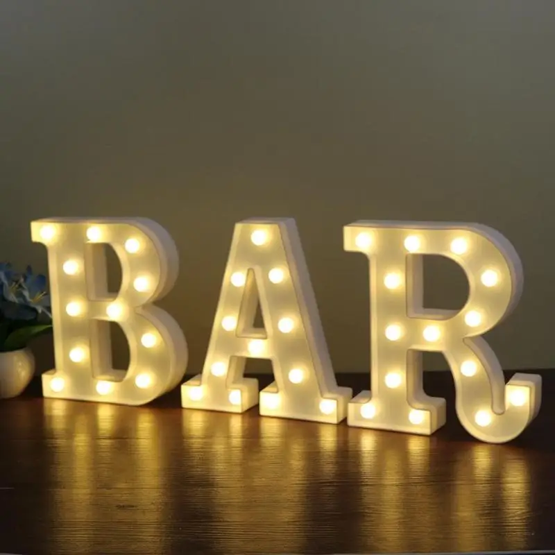 3D Luminous Letter Night Light Home Bedside Lamp Romantic Wedding Party Decoration Light Children Bedroom Decoration 22CM