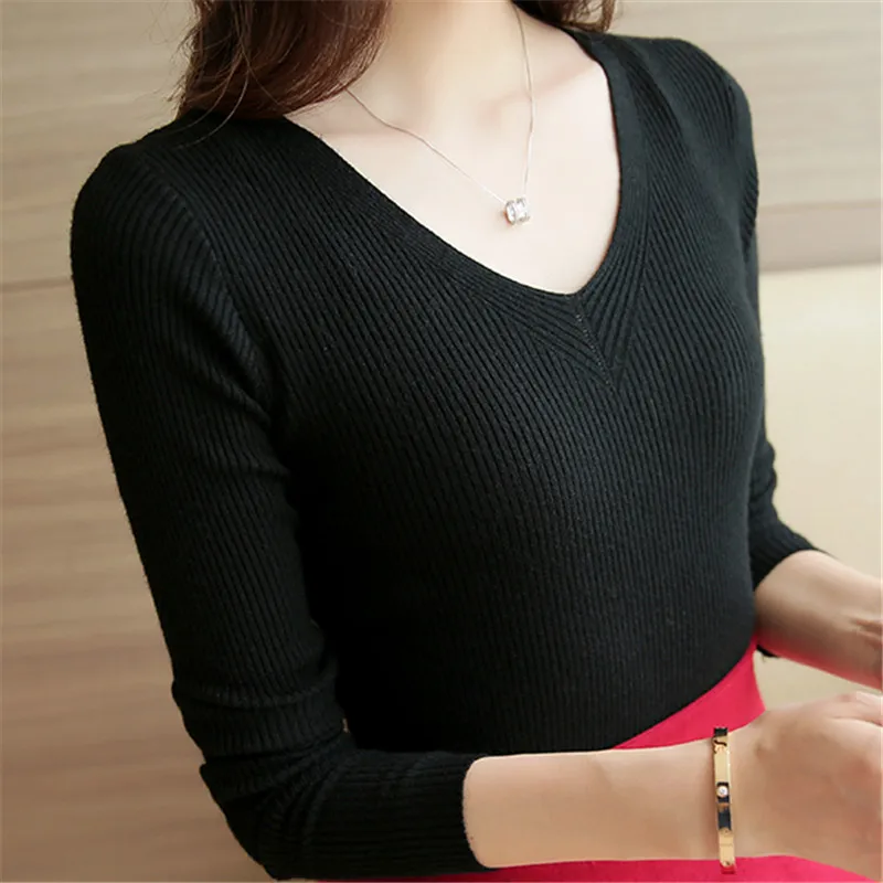 Новинка 2021 весенний пуловер Женский Универсальный свитер с V-образным вырезом и
