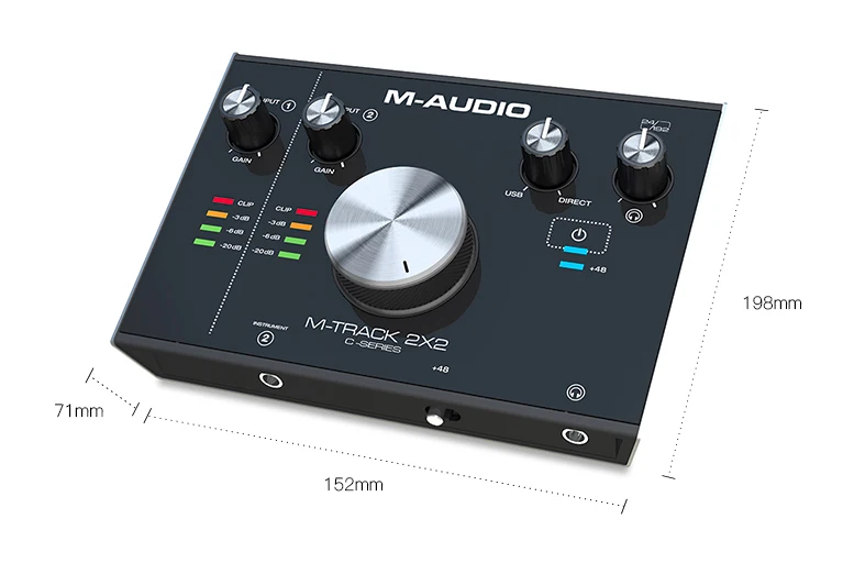 M-AUDIO M-Track 2x2 Профессиональная звуковая карта USB аудио интерфейс внешняя компьютерная звуковая карта 24 бит/192 кГц USB2.0 type-C