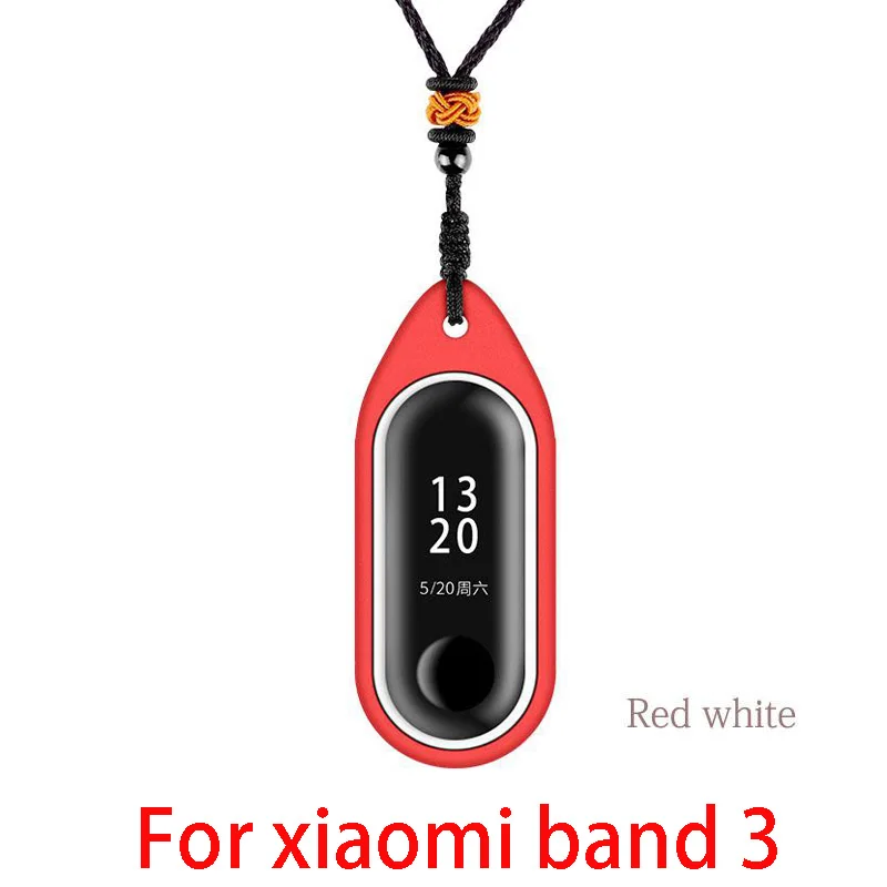 red White Силиконовый чехол Для Xiaomi mi Band 3/2 Mi Band 3 NFC Замена ремешка Украшение кулон Mi Band 2 аксессуары Защитное покрытие - Цвет: red White