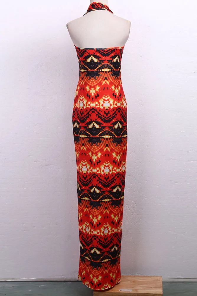 Женское длинное вечернее платье в стиле бохо Пляжное Платье макси с лямкой на шее